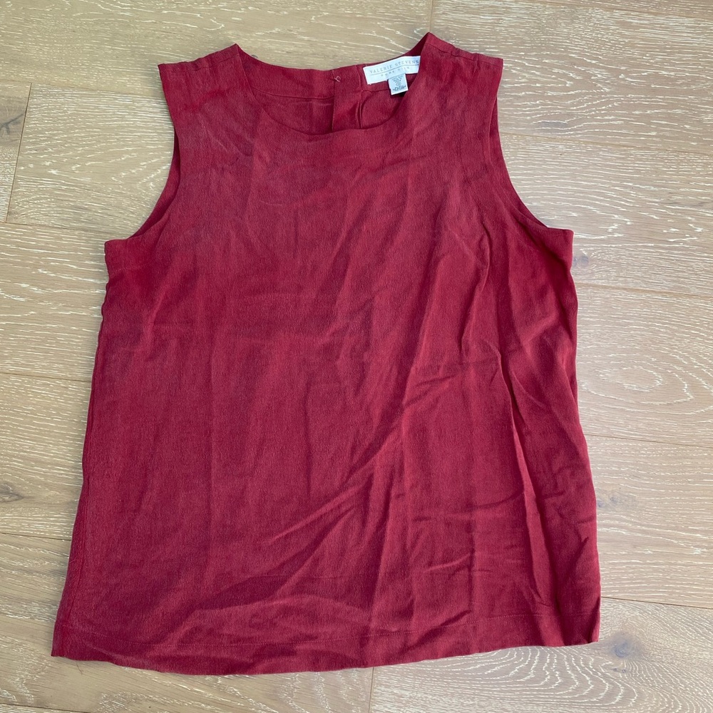 Valerie Stevens Pure Silk Red Sleeveless Top Size 14